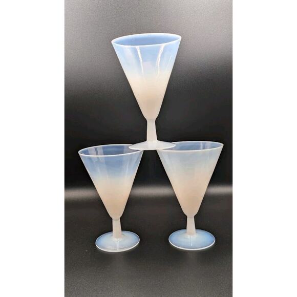 Rare Vintage Fry Foval Pearlware Wine Glasses. Set Of 3. EUC - Picture 3 of 6